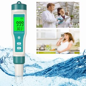 ph meter, niriaho tds meter 8-in-1 ph tester ppm meter ec meter salt tester orp h2 tester temp tester digital range with 0-14, 0.001 high accuracy, ideal for water/pool/aquarium/wine(8-in-1 ph meter)