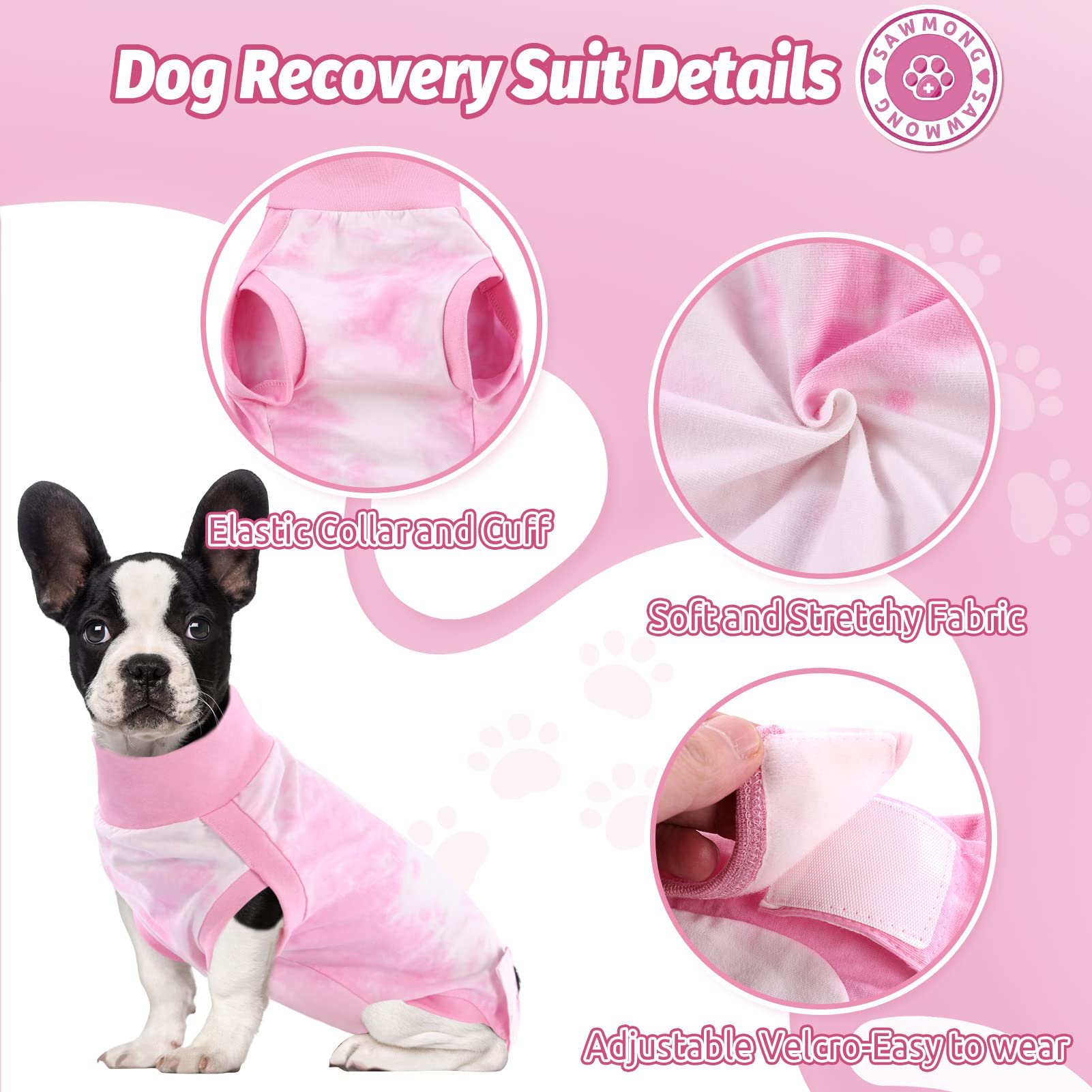 SAWMONG Dog Surgery Recovery Suit, Tie Dye Pet Surgical Suit for Female & Male, Cone E-Collar Alternatives After Spay for Abdominal Wounds, Anti-Licking Neuter Dog Onesie for Small Medium Large Dogs