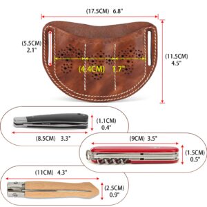 Tourbon Leather Pocket Folding Knife Sheath with 3 Slots Belt Holster Carry Open Top Trapper Knives Carrier