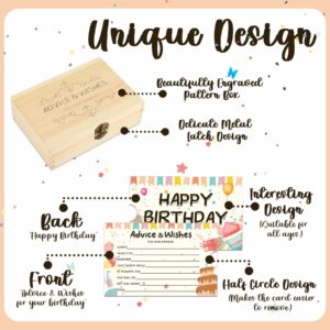 1DFAUL 60pcs Birthday Wishes Cards, Guest Book Advice Cards Box for Birthday Party, Advice And Wishes for Birthday Games, for 16th, 18th, 30th, 40th, 50th, and Any Age, Birthday Party Favors