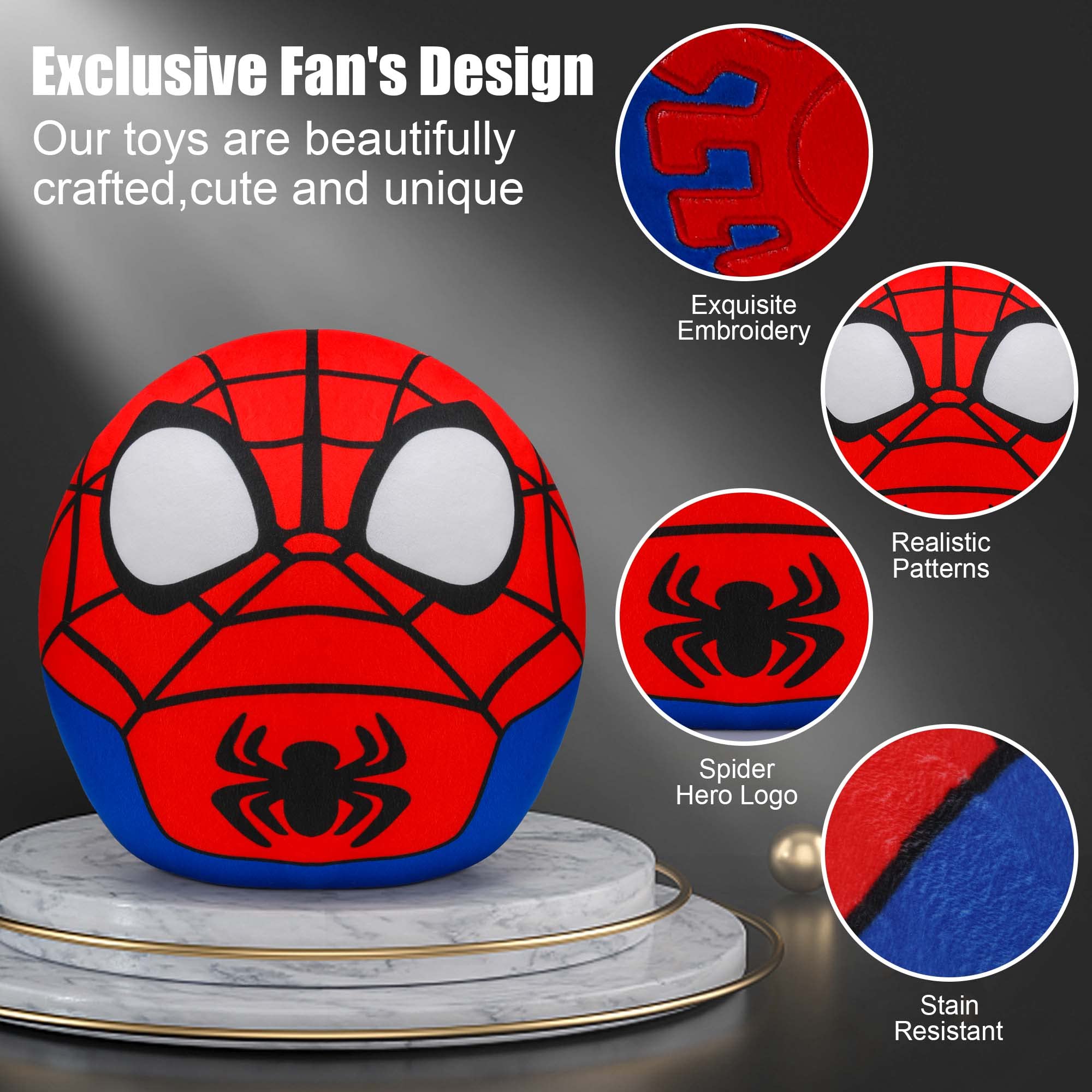 Hevano 13.5 Inch Spider Plush Pillow, Super Soft Spider Plushies Stuffed Animal Toys for Kids Adults Movie Fans, Birthday Gift Children's Day, Red