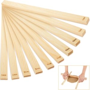 sasylvia 10 pcs pottery teaching rolling mud stick guide 5 size wooden rolling pin guides sticks set polymer clay depth guide pottery tools clay tool mudboard tools for pottery polymer clay thickness