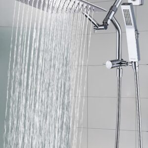 G-Promise All Metal 12'' Rain Shower Head with Handheld Built-in Power Wash Mode 3-way Diverter with Pause Setting 11'' Adjustable Extension Arm with Lock Joint 65'' Stainless Steel Hose