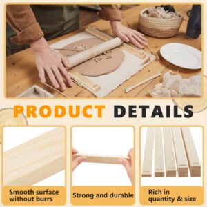 Sasylvia 10 Pcs Pottery Teaching Rolling Mud Stick Guide 5 Size Wooden Rolling Pin Guides Sticks Set Polymer Clay Depth Guide Pottery Tools Clay Tool Mudboard Tools for Pottery Polymer Clay Thickness