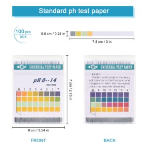 PH Test Strips 0-14, 100PCS PH Strips Universal PH Test Paper PH-Indicator Strip to Test Drinking Water, Food, Pools, Aquariums, Saliva, Urine, Lab Monitoring