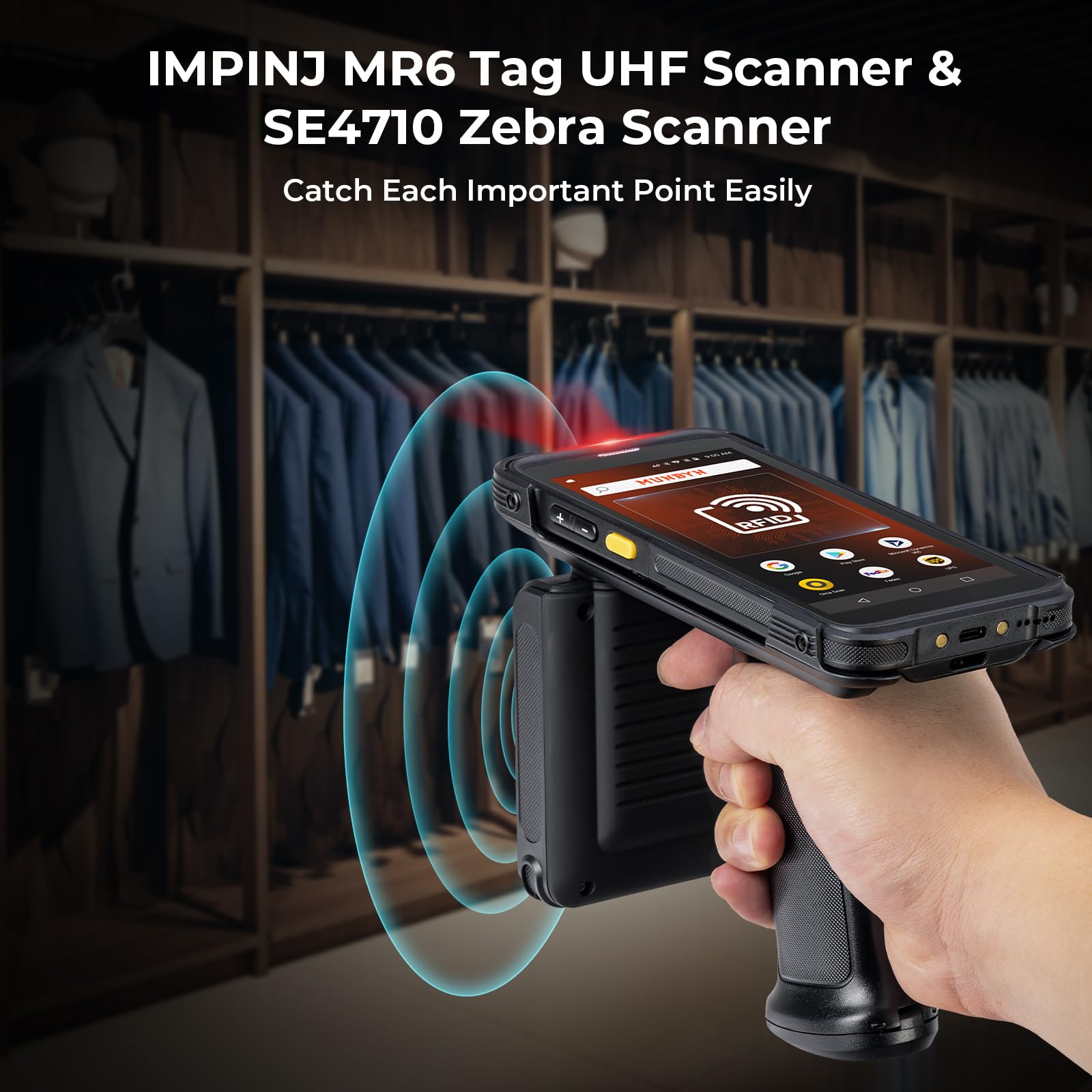 MUNBYN Android Barcode Scanner with Full Screen 5.5" & Dock Charger Android 11, Equip with Zebra SE4710 Scanner Engine Rugged PDA Mobile Computer Wi-Fi 6, 4G LTE, Bluetooth 5.1, Inventory Scanner