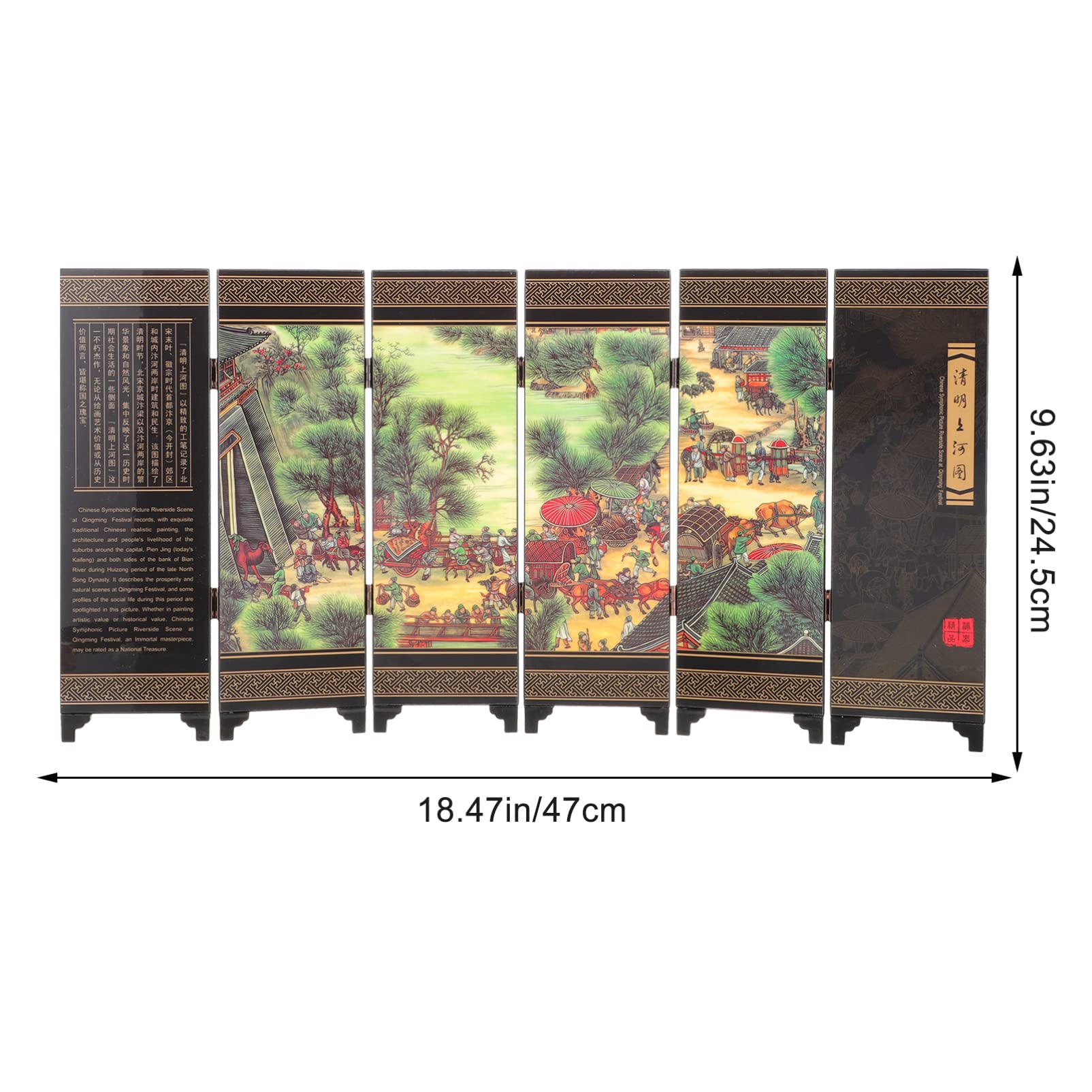 LIFKOME Decorative Screen Ornaments Ornamental Screen Model Chinese Wall Divider Folding Screen Ornament Screen Room Dividers Fold down Shelf Chinese Panel Screen Wooden China Desk