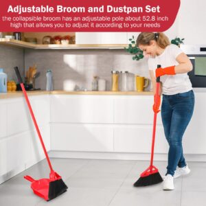 Gerrii 5 Set Broom and Dustpan Combo Set 52.8 Inch Height Broom and Dustpan Set for Home Angle Kitchen Broom Dustpan Cleaning Set for Indoor Kitchen Lobby Office Garage Floor Sweeping