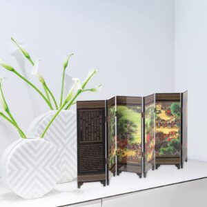 LIFKOME Decorative Screen Ornaments Ornamental Screen Model Chinese Wall Divider Folding Screen Ornament Screen Room Dividers Fold down Shelf Chinese Panel Screen Wooden China Desk