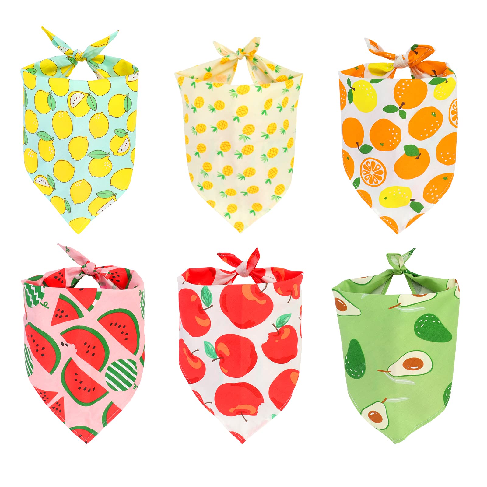 Dog Bandanas, VIPITH 6 Pack Spring Summer Hawaii Fruit Pattern Dog Bandana Dog Scarf Bibs Kerchief, Dog Bandanas Boy Girl Dog Gifts Cat Products Dog Apparel & Accessories for Small to Large Dog Puppy