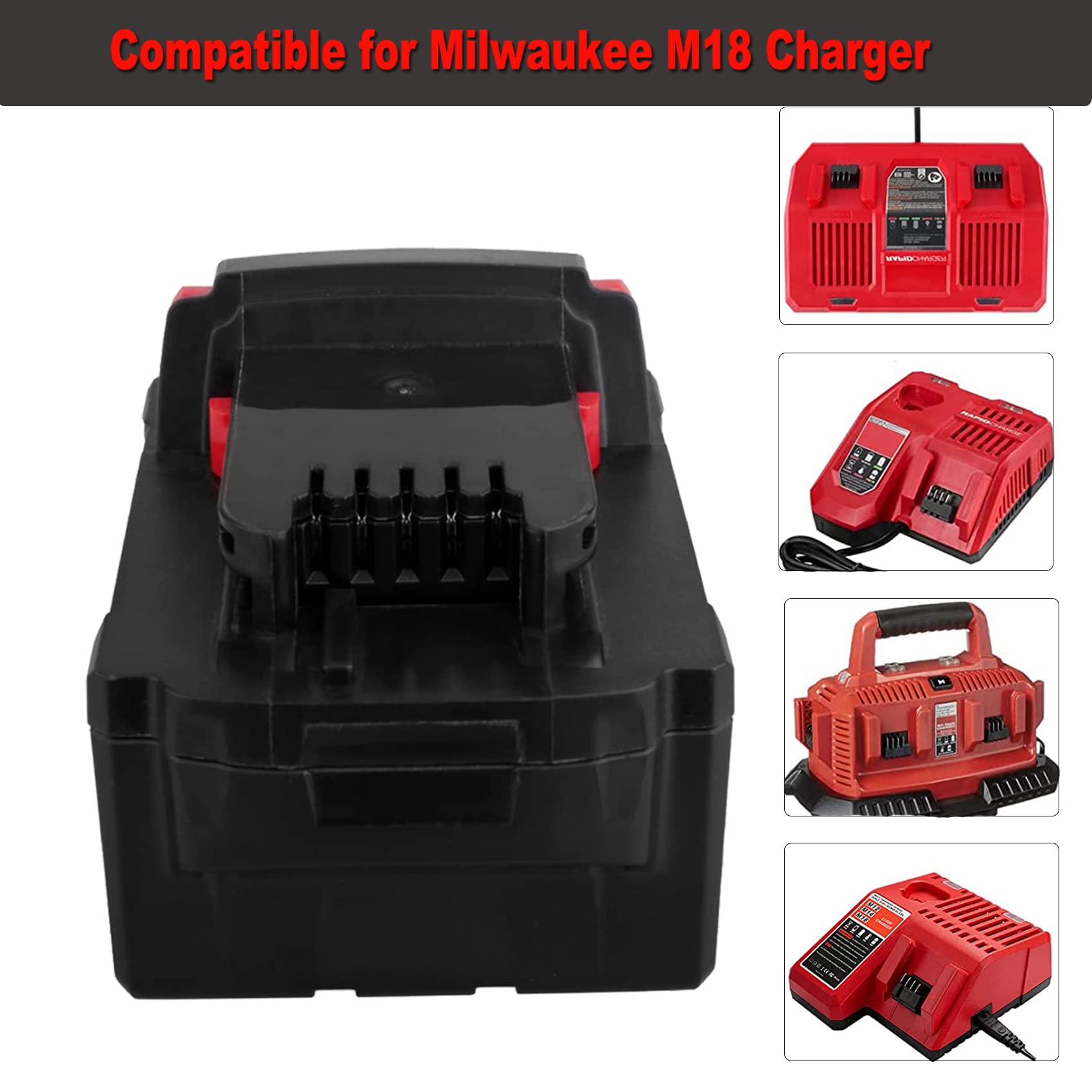 2 Pack 5.0Ah M18 Battery Replacement for Milwaukee M18 Battery, Replacement for Milwaukee M18 Cordless Power Tools 18V XC Lithium Battery 48-11-1852 48-11-1850 48-11-1862 48-11-1812