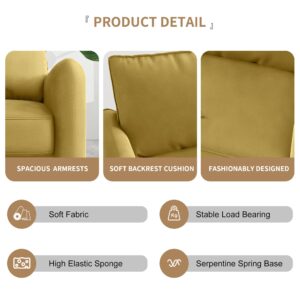 Meeyar 58''W Velvet Loveseat Sofa, Mid-Century Modern Love Seat Couch, Comfy Couches for Living Room, Small Loveseat for Small Spaces, 2 Cushion Couch for Bedroom Apartment Home Office, Goldenrod