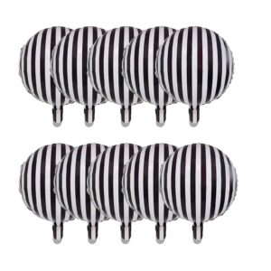 10 Pieces 18 Inch Black and White Striped Balloons Decoration Foil Mylar Balloons Aluminum Helium Balloons for Birthday Party, Baby Shower, Halloween, Ceremonies, Holiday Parties Decoration