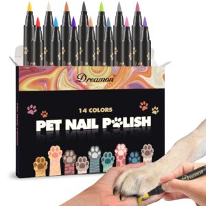 dog nail polish pen, 14 colors pet nail polish set to diy beautiful dog nails ideas, creative dog accessories nail polish pens quick dry & easy to use (a)