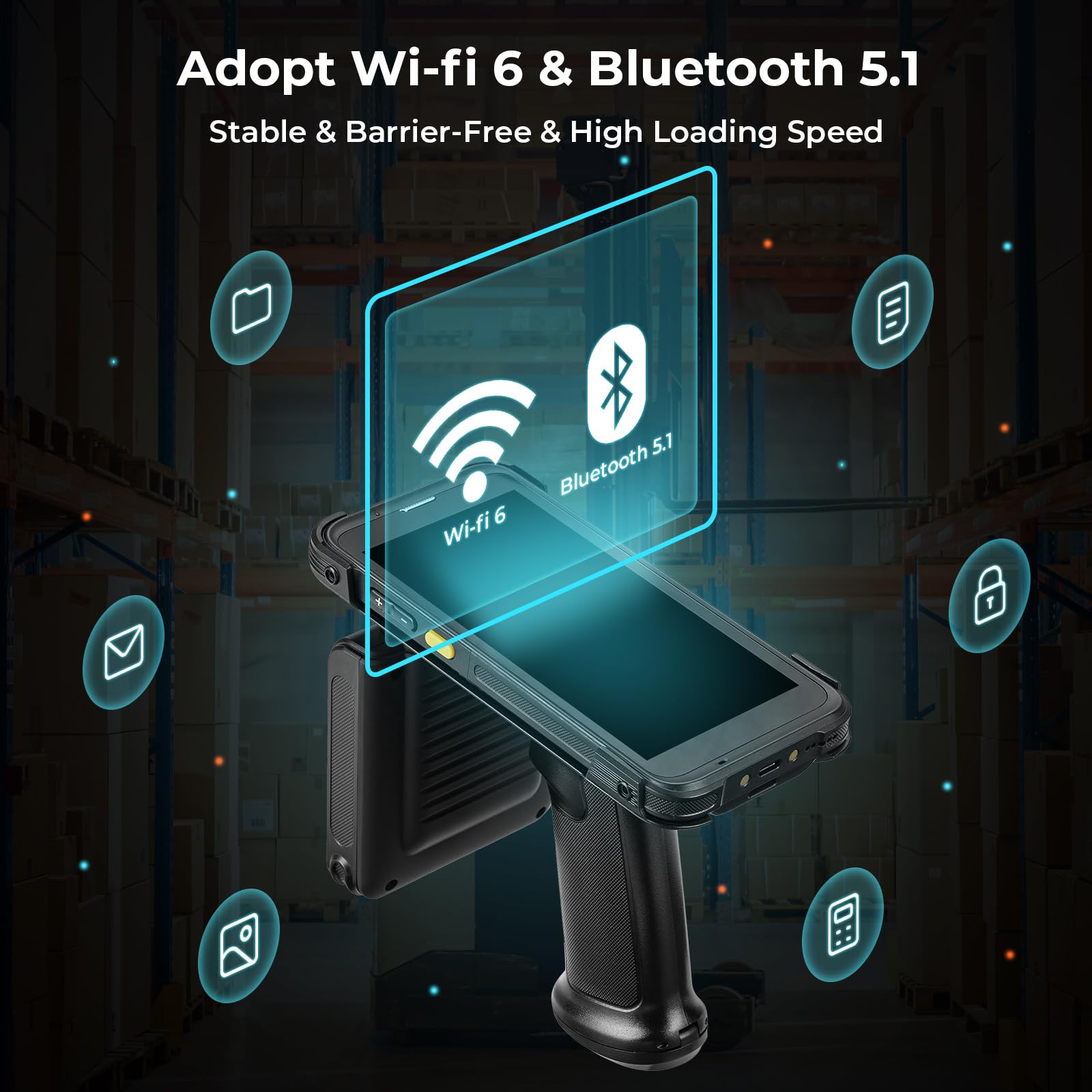 MUNBYN Android Barcode Scanner with Full Screen 5.5" & Dock Charger Android 11, Equip with Zebra SE4710 Scanner Engine Rugged PDA Mobile Computer Wi-Fi 6, 4G LTE, Bluetooth 5.1, Inventory Scanner