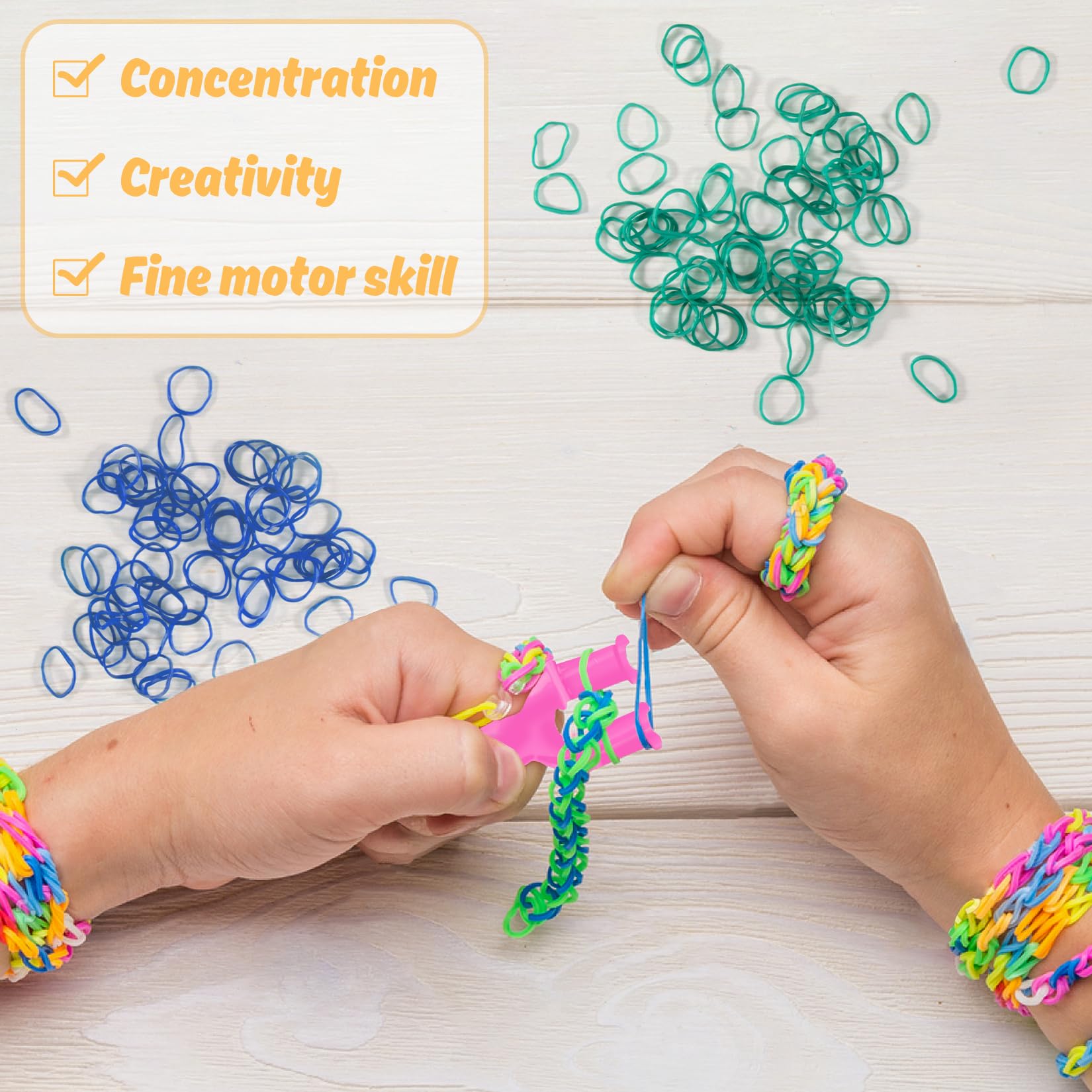 Sukh 4400+Pcs Loom Rubber Bands Kit - Rubber Band Making Kit Loom Rubberbands Making Kit Rubber Band Loom Making Kit with 1 Y-Loom 200 S-Clpis 5 Hooks for Kids Handcrafts Making