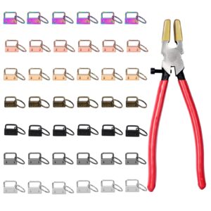 dazuiniao key fob hardware 1 inch key chain making kit 42 pcs keychain hardware with 1pc key fob pliers for wristlet and lanyard keychain making supplies