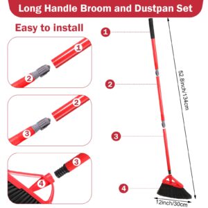 Gerrii 5 Set Broom and Dustpan Combo Set 52.8 Inch Height Broom and Dustpan Set for Home Angle Kitchen Broom Dustpan Cleaning Set for Indoor Kitchen Lobby Office Garage Floor Sweeping