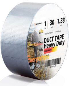 audtmwh duct tape heavy duty, 1.88 in x 90 ft, silver, waterproof, temperature resistant, extreme durability, super fix, no residue, industrial, for duct tape crafts, 1 roll