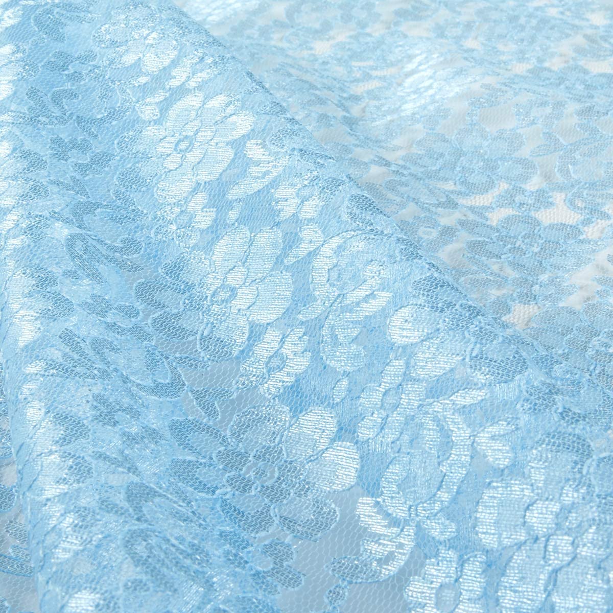 58/60 inch Light Blue Raschel Lace Fabric by The Yard