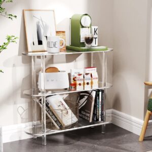 solaround Clear Bookshelf, Acrylic Bookcase with Open Book Shelf Console Table for Entryway Office Living Room Bedroom (3 Tier Clear)