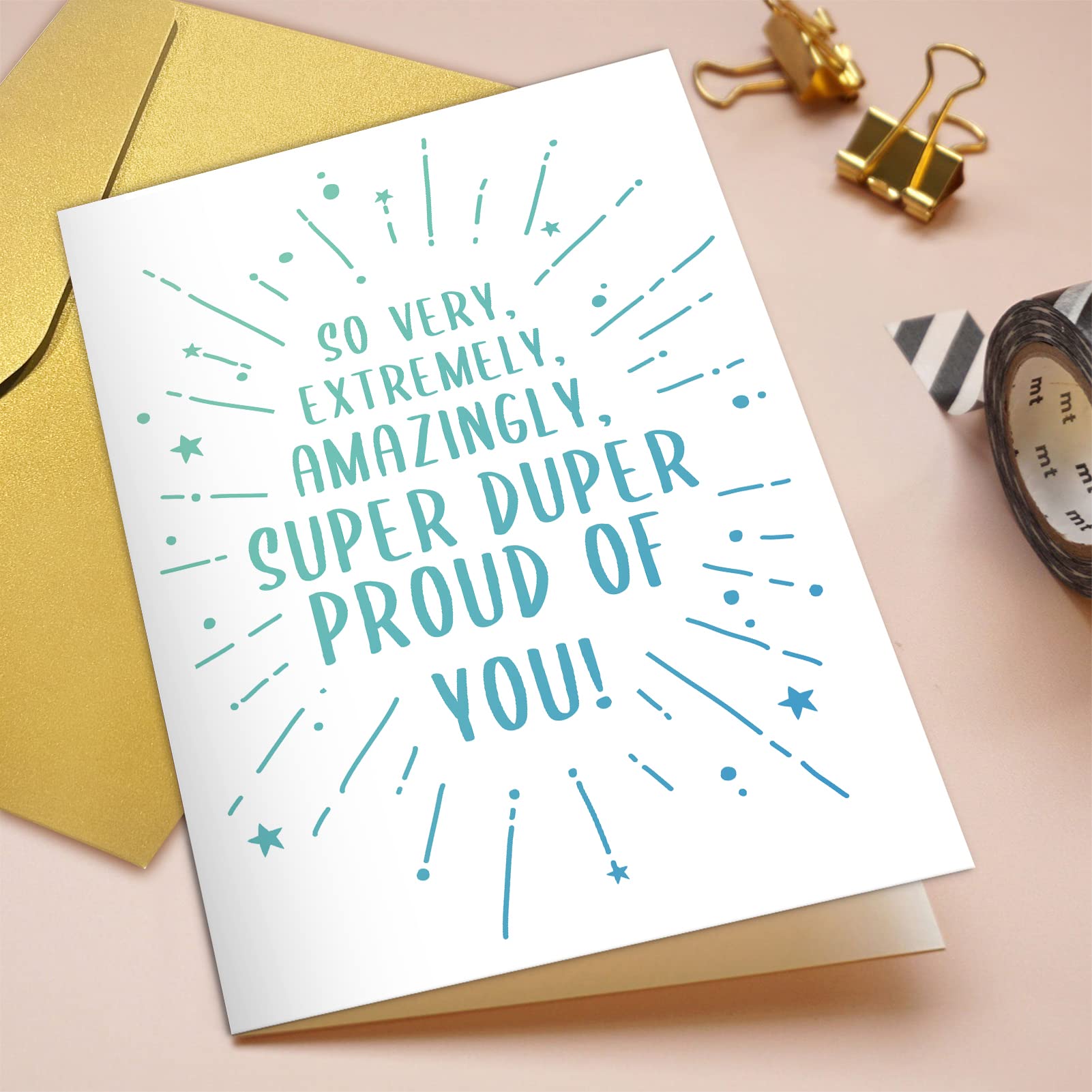 Qiliji Cute Proud of You Card, Congratulations Card for New Job, Promotion, Graduation, Exam Pass, Proud Encouragement Card