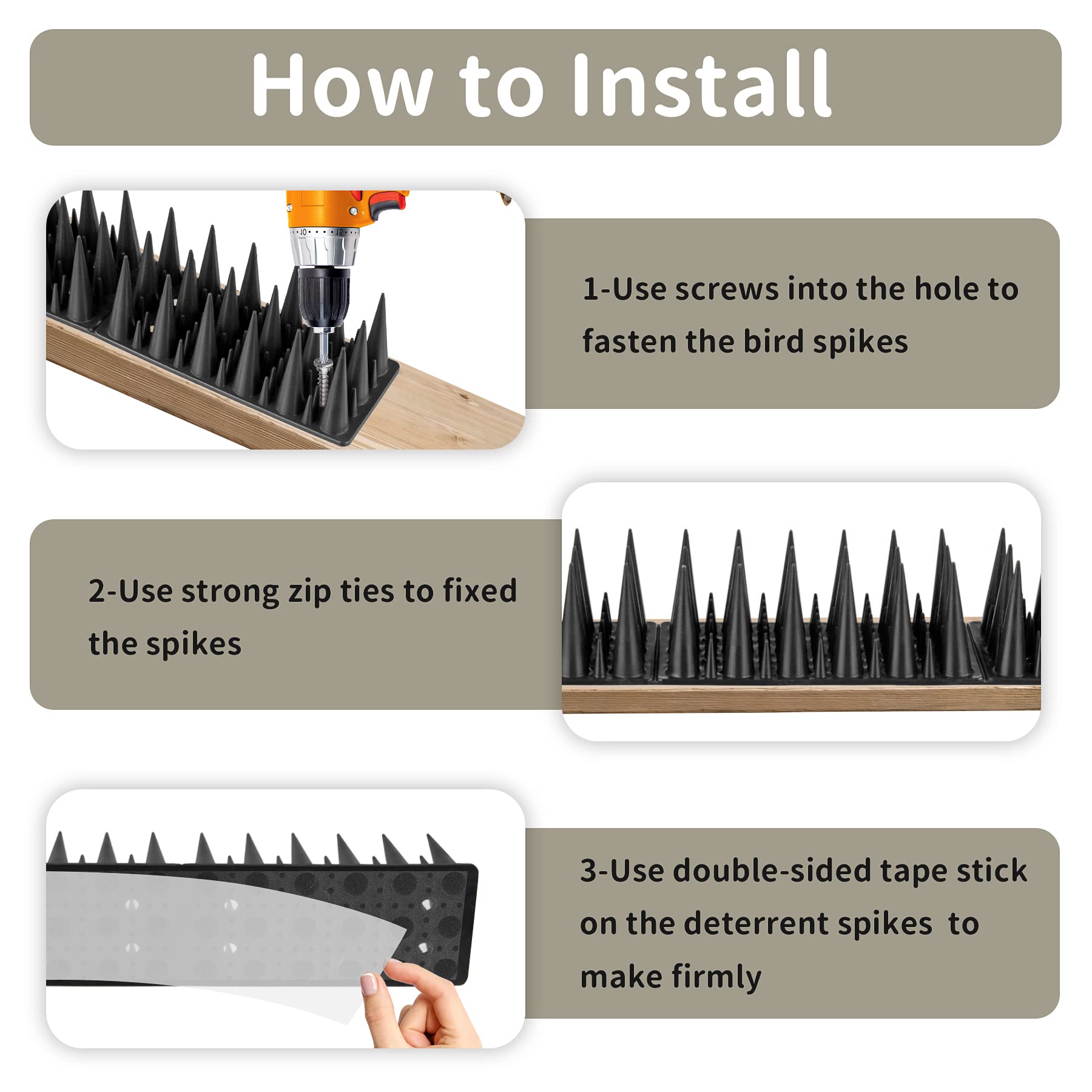 EcoGrowth Bird Spike for Bird Cat Squirrel, Fence Spike to Keep Pigeon Raccoon Away, Bird Spikes Security for Railing, Roof - 22 Pack (21.6 FT)