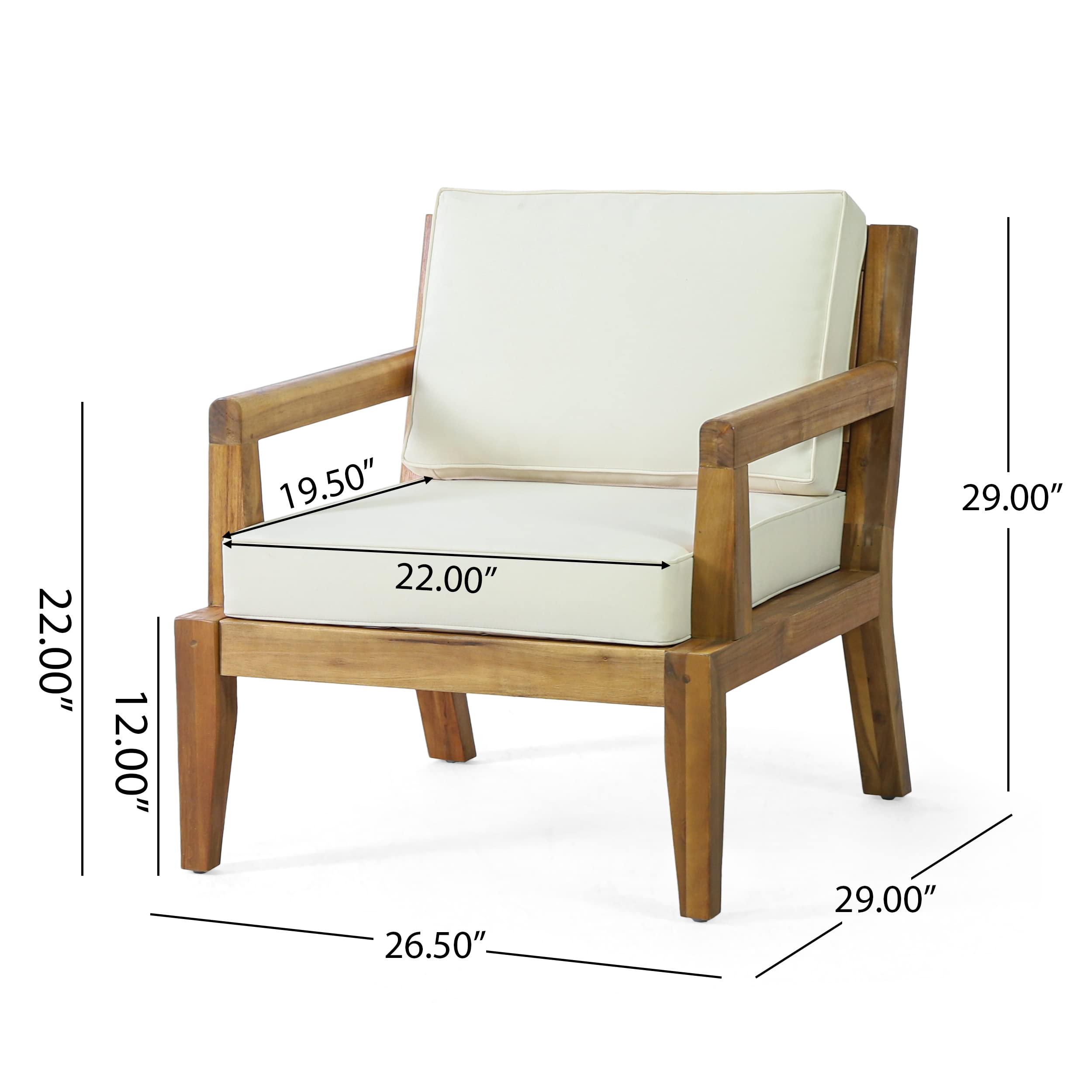 Christopher Knight Home 317966 Rossville Club Chair, Teak + Beige