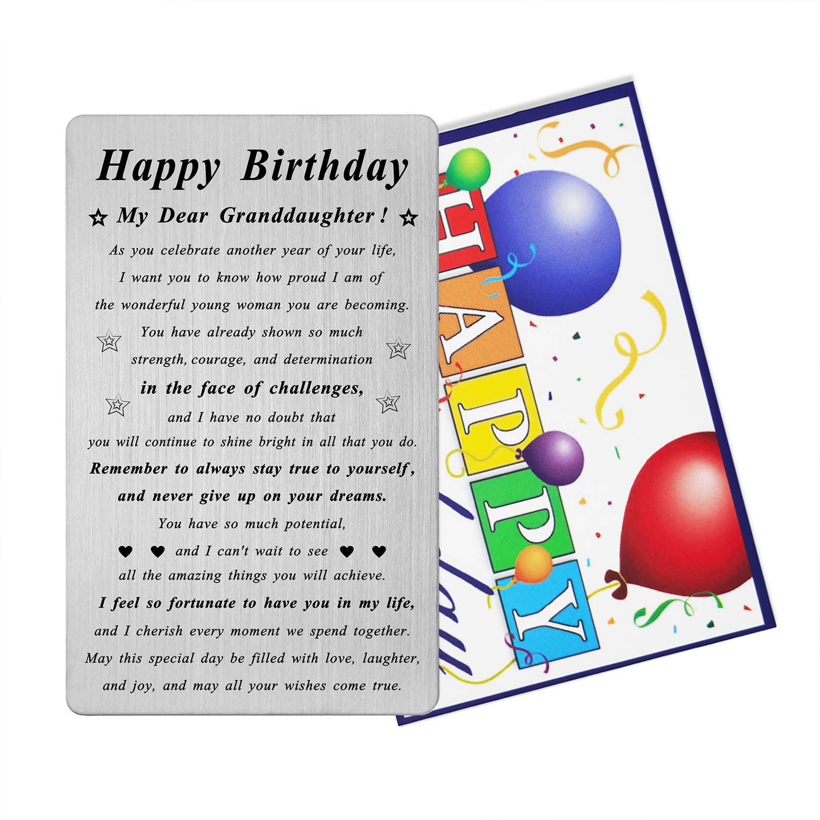 Granddaughter Birthday Gifts - Metal Engraved Birthday Card for Granddaughter Unique - Happy Birthday My Dear Granddaughter