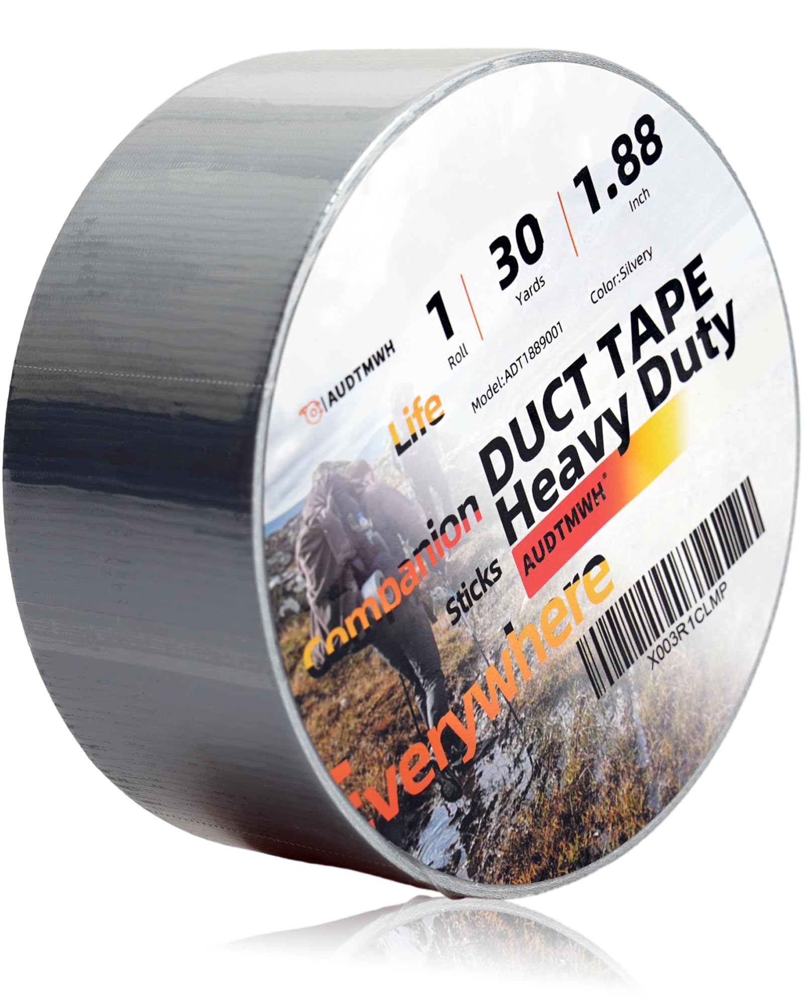 AUDTMWH Duct Tape Heavy Duty, 1.88 in x 90 ft, Silver, Waterproof, Temperature Resistant, Extreme Durability, Super Fix, No Residue, Industrial, for Duct Tape Crafts, 1 Roll