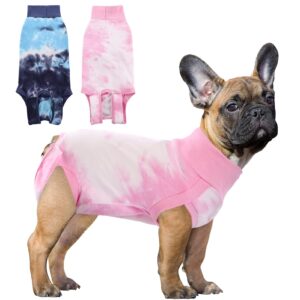 sawmong dog surgery recovery suit, tie dye pet surgical suit for female & male, cone e-collar alternatives after spay for abdominal wounds, anti-licking neuter dog onesie for small medium large dogs