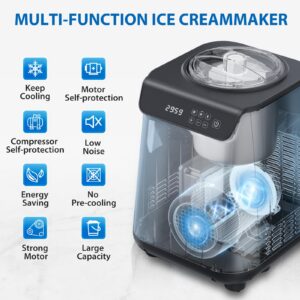 COWSAR 1.3 Quart Ice Cream Maker Machine with Built-in Compressor, Fully Automatic and No Pre-freezing, 1 Hour Keep-Cooling, Easy to Clean, Stainless Steel