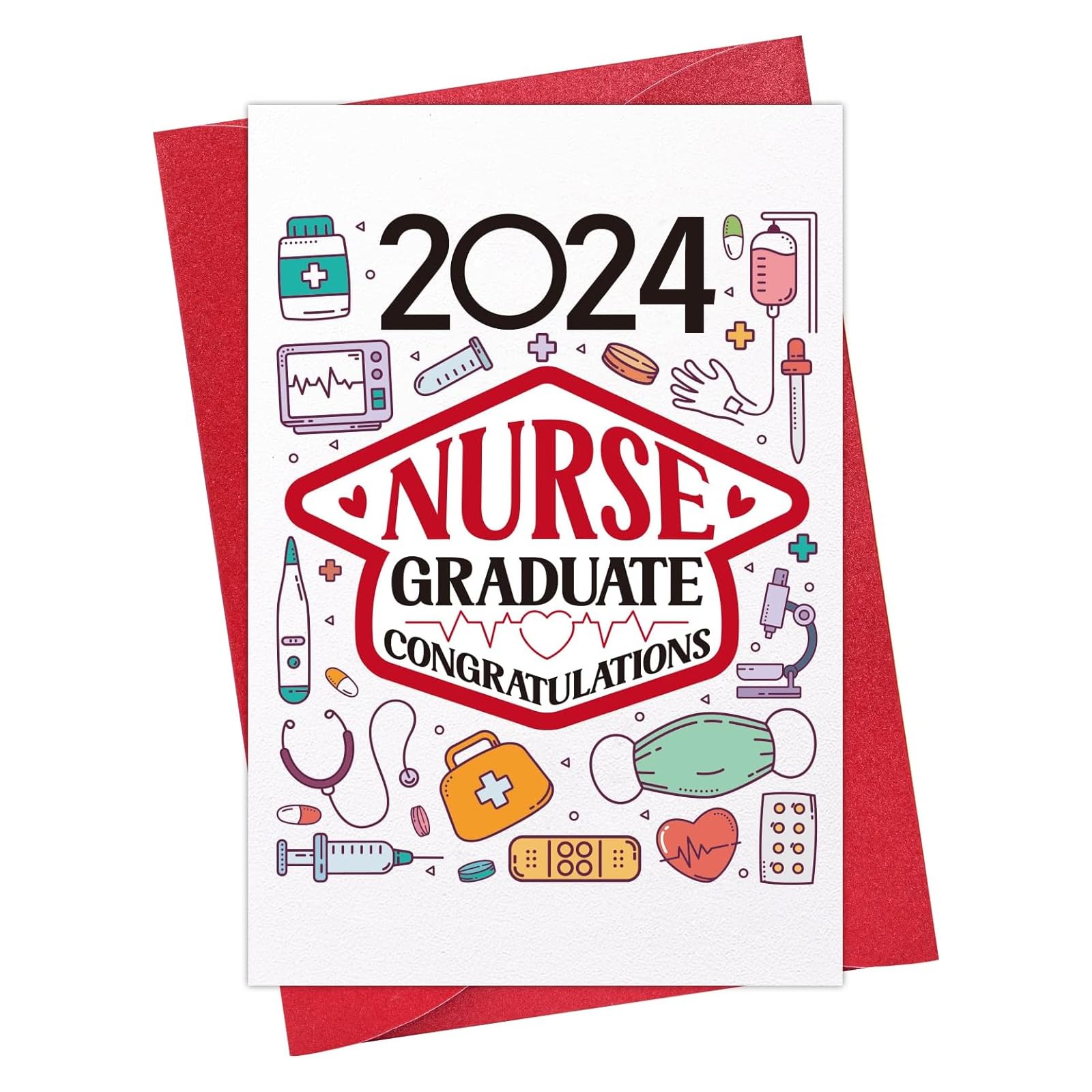 WaaHome 2024 Nurse Graduation Card for Her Women, 4''x6'' Nursing School Students Graduation Gifts Card for Female Nurses Doctors Medical Professional Her Him Women Men Girls Boys Daughter Son