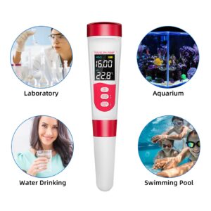 PH Meter, Digital 4 in 1 PH EC TDS Temp Meter for Water Hydroponics, Waterproof DWC PH and EC PPM Water Tester with Backlit for Nutrients Growing, Indoor Garden, Home Brewing, Pool, Aquarium.