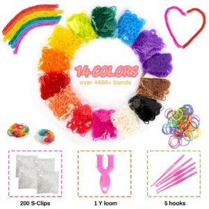 Sukh 4400+Pcs Loom Rubber Bands Kit - Rubber Band Making Kit Loom Rubberbands Making Kit Rubber Band Loom Making Kit with 1 Y-Loom 200 S-Clpis 5 Hooks for Kids Handcrafts Making