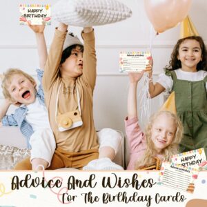 1DFAUL 60pcs Birthday Wishes Cards, Guest Book Advice Cards Box for Birthday Party, Advice And Wishes for Birthday Games, for 16th, 18th, 30th, 40th, 50th, and Any Age, Birthday Party Favors