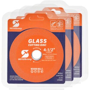 glass cutting disc 4-1/2 inch (3pcs) for angle grinder with 7/8" arbor hole, 0.63" ultra-thin saw blade wheel polishing diamond cutting disc for glass, jade, wine bottles, tile, ceramic, marble