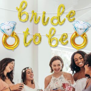 Stcomart Bachelorette Party Decorations, Bride To Be Balloons Banner Diamond Ring balloons for Bridal Shower, Gold