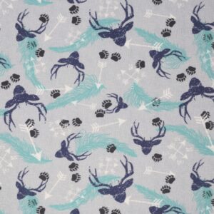 mook fabrics stretch minky woodland wonder, navy grey cut by the yard