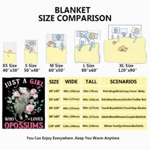 Opossum Blanket Possum Throw Blanket | Ultra Soft Just A Girl Who Loves Opossums Blanket for Girls | Funny Animal for Home Decor All Season | 40"x50" Opossum Lover Gift Blanket for Kids