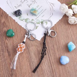 WEWAYSMILE 4 Pcs Empty Crystal Keychain Holder Stone Crystal Holder Nylon Woven Crystal Cage Key Holder Unique Crystal Keychain Crystal Cage Keychain Holder