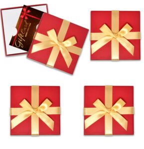 gift boutique christmas card gift holder boxes holiday money card holders party favor decor, pack of 6 red present box with gold bow