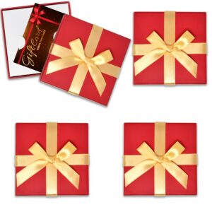 Gift Boutique Christmas Card Gift Holder Boxes Holiday Money Card Holders Party Favor Decor, Pack of 6 Red Present Box With Gold Bow