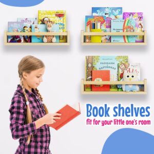 NEC GLOBAL UNLIMITED Set of 6 Wall Mounted Nursery Bookshelves for Kids Room - Small Wooden Bookshelf for Storage and Display of Baby, Teen, Boys and Girls Bedroom, Bathroom, and Décor