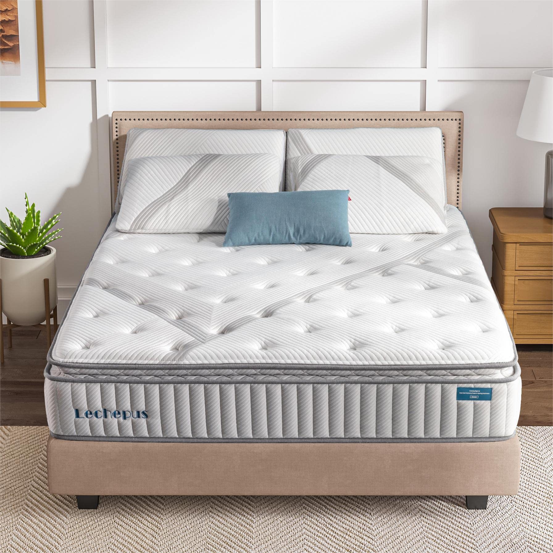 King Mattresses,12 Inch Cooling Gel Memory Foam Hybrid Mattress with Pocket Springs,Medium Firm Mattress for Supportive & Pressure Relief,CertiPUR-US Certified,Matress-in-Box,10 Years Support