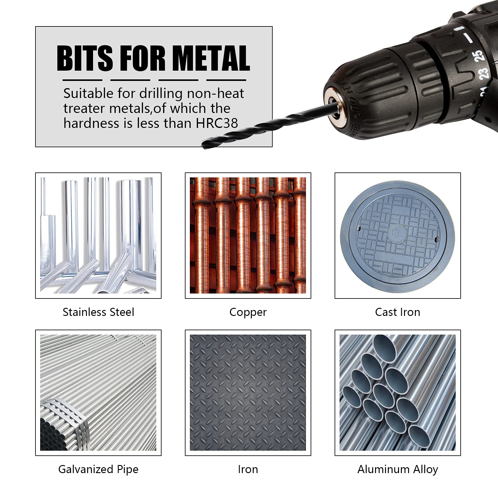 DelitonGude 9/32 inch HSS M35 Cobalt Twist Drill Bits,High Speed Steel,Pack of 5,Suitable for Steels,Cast Iron,Stainless Steels and Other hardMetals(9/32inch)