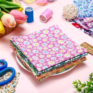 Newwiee 200 Pcs 8 x 8 Inch Cotton Fabric Bundle Precut Cotton Craft Fabric Multi Color Printed Floral Square Patchwork Fabric Sewing Quilting Fabric Supplies for Kids DIY Craft Scrapbooking