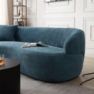 KEVINSPACE 86.61" Curved Sofa, 3-Seat Modern Upholstered Sofa Couch Living Room with 2 Pillows, Luxury Curved Back Sofa Loveseat Sofa for Bedroom, Office, Apartment, Blue