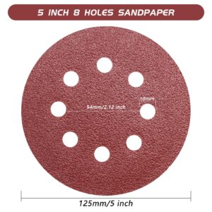 ZEHIQ 5 Inch Sandpaper 40 Grit, Coarse Grit 8 Hole Sanding Disc Hook and Loop Sandpaper Aluminum Oxide Round Sanding Pads for Random Orbital Sanders, 30 Pieces