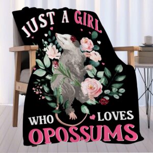 Opossum Blanket Possum Throw Blanket | Ultra Soft Just A Girl Who Loves Opossums Blanket for Girls | Funny Animal for Home Decor All Season | 40"x50" Opossum Lover Gift Blanket for Kids